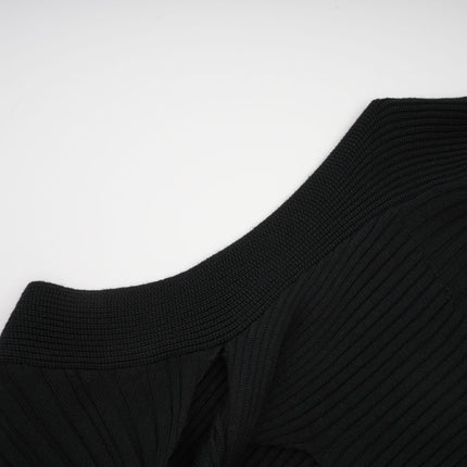 Liana Black Ribbed Sleeveless High Neck Twist Detail Top