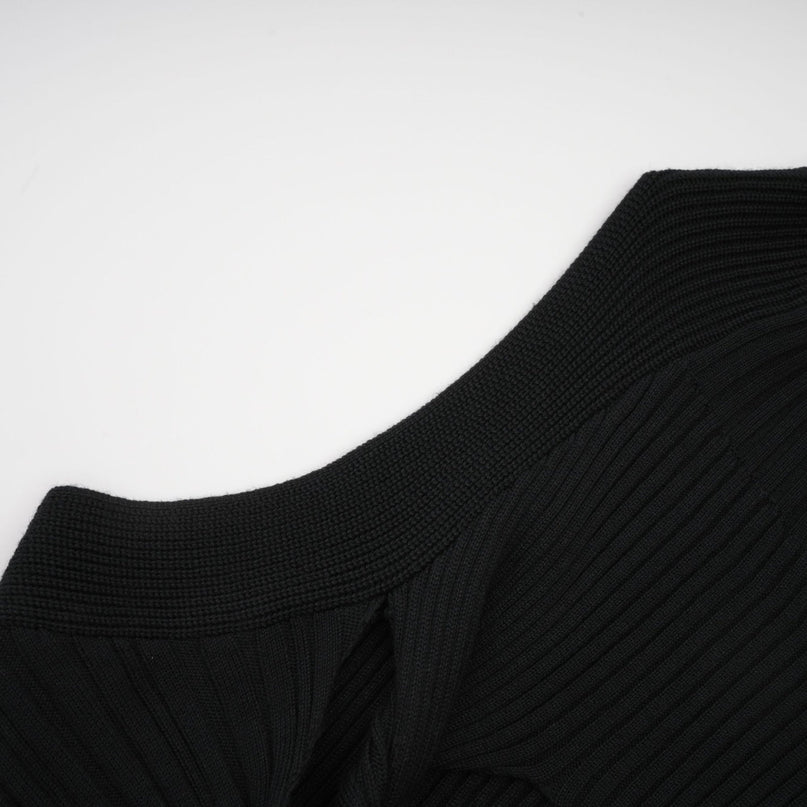Liana Black Ribbed Sleeveless High Neck Twist Detail Top
