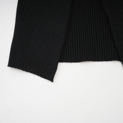Liana Black Ribbed Sleeveless High Neck Twist Detail Top