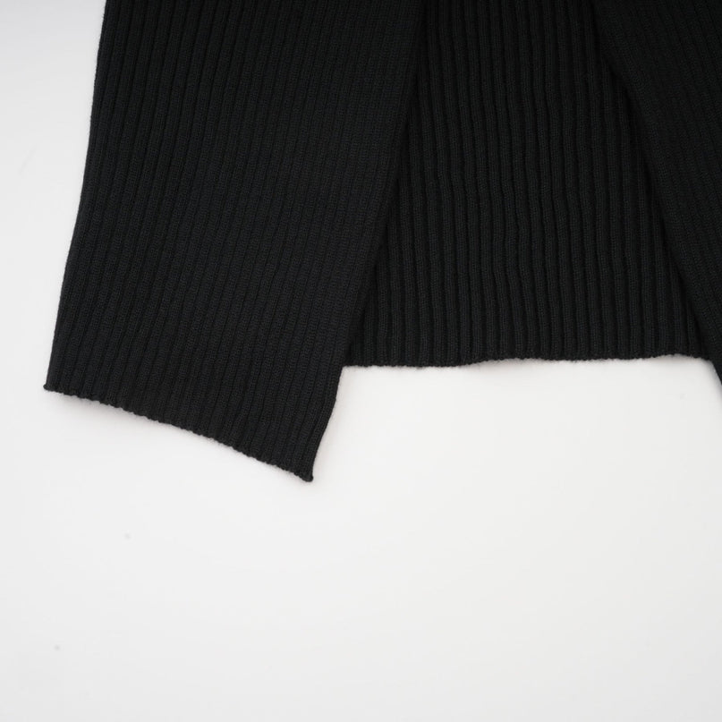 Liana Black Ribbed Sleeveless High Neck Twist Detail Top