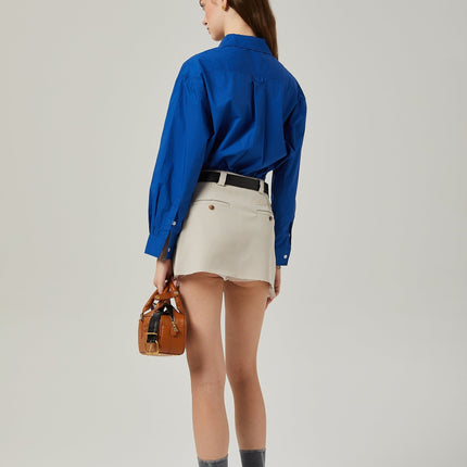 Liana Neutrals Pleated Thigh Length Skirt 80% Polyester 20% Cotton Concealed Front Fastening Two Side Inset Pockets