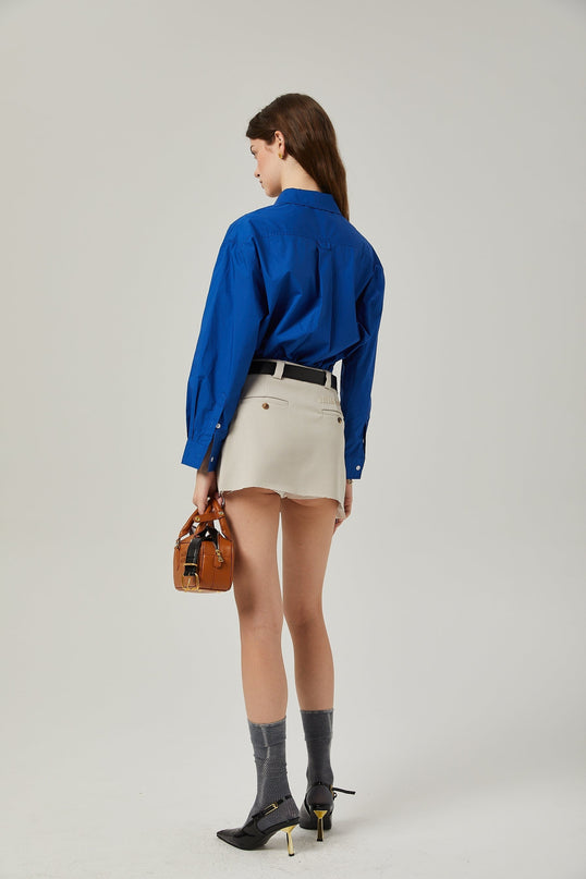 Liana Neutrals Pleated Thigh Length Skirt 80% Polyester 20% Cotton Concealed Front Fastening Two Side Inset Pockets
