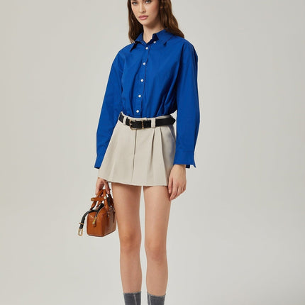 Liana Pleated Thigh Length Skirt Neutrals