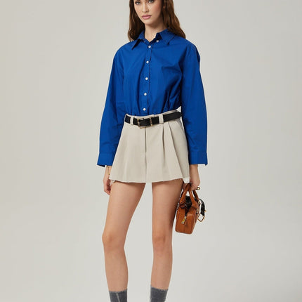 Liana Pleated Thigh Length Skirt in Neutrals
