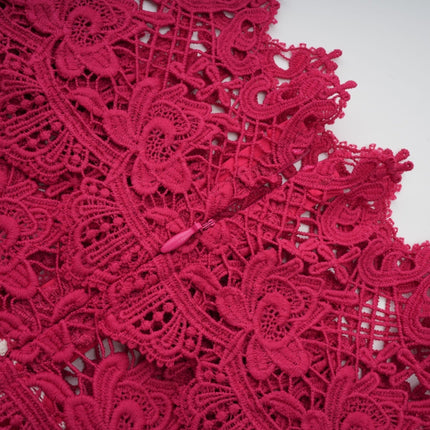Liana Red Lace Scallop Maxi Dress