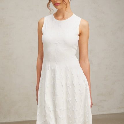 Liana White Star Knit Flared Mini Dress