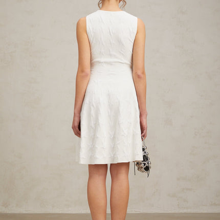 Liana White Star Knit Flared Mini Dress