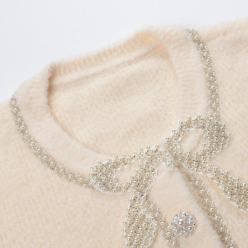 Liane fauxpearl embellished jacket  skirt matching set