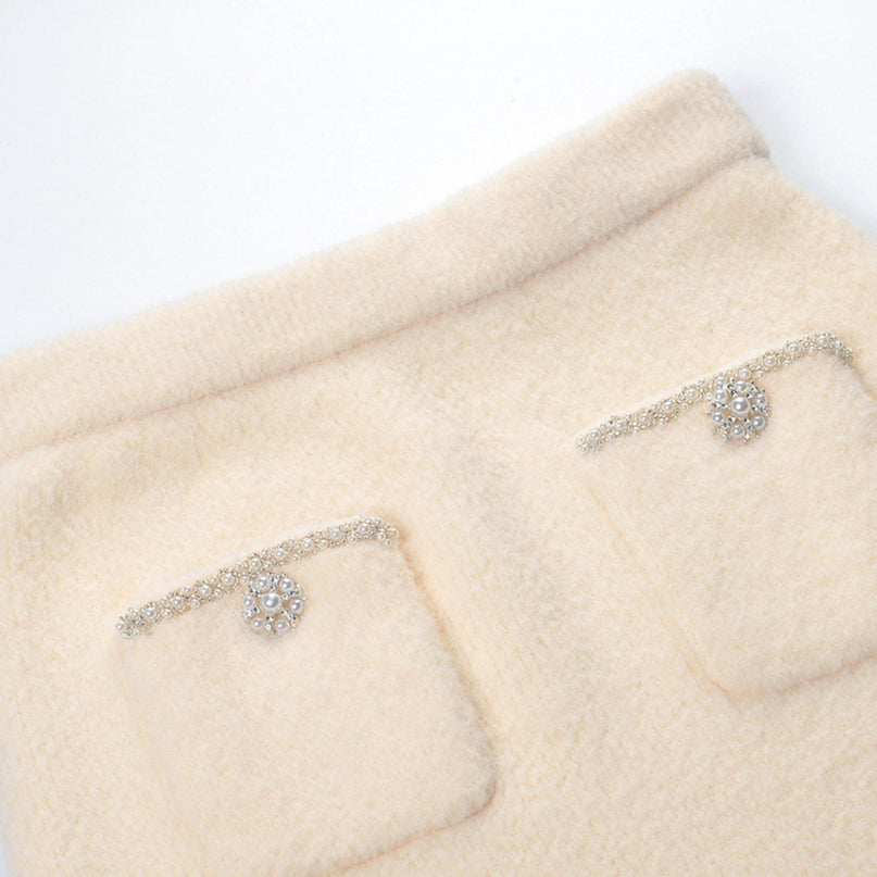 Liane fauxpearl embellished jacket  skirt matching set