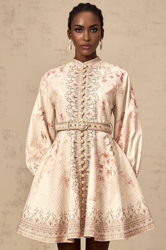 Licia Neutrals Floral Print Mini Dress