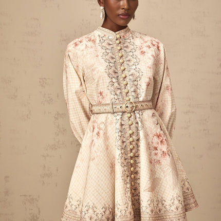 Licia Neutrals Floral Print Mini Dress