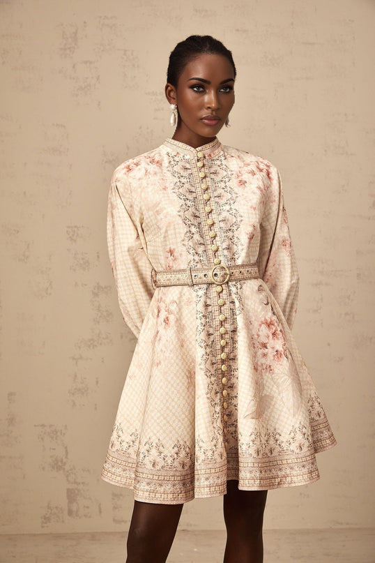 Licia Neutrals Floral Print Mini Dress