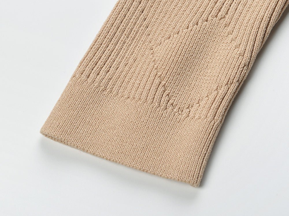 Light Beige and Gold Textured Knit Cardigan with Decorative Buttons