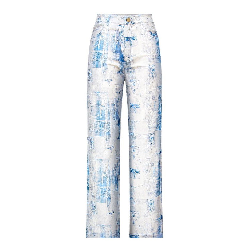 Jane wearing Light Blue Streetwear Denim Pants