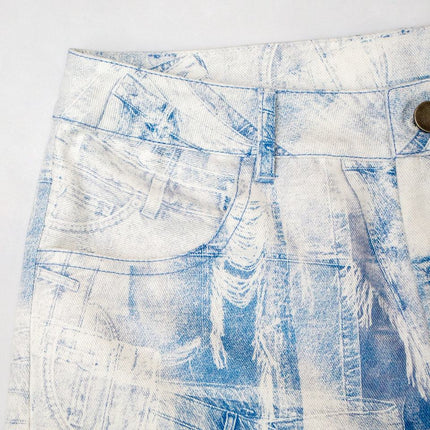 Jane wearing Light Blue Streetwear Denim Pants