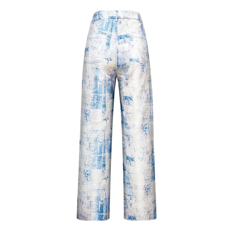 Jane wearing Light Blue Streetwear Denim Pants