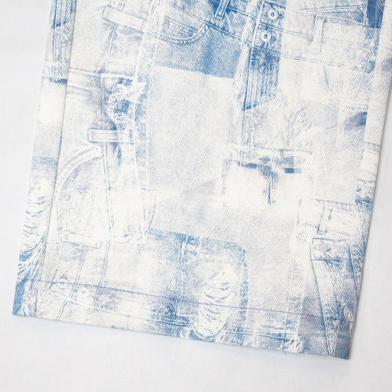 Jane wearing Light Blue Streetwear Denim Pants