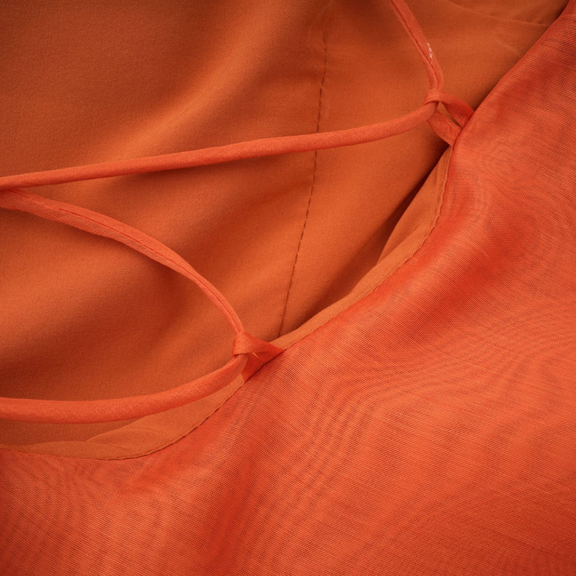 Liliana Maxi Dress in Orange Halterneck Floral Appliqué Polyester