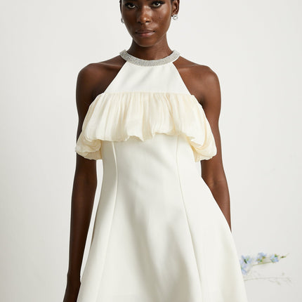 Lillian White Crystal Embellished Mini Dress Flare