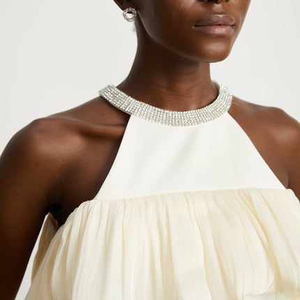 Lillian White Crystal Embellished Mini Dress Flare