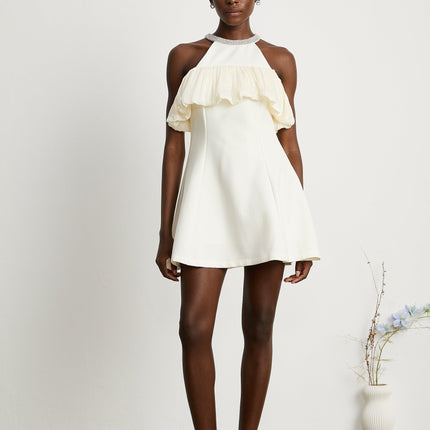 Lillian White Crystal Flare Mini Dress