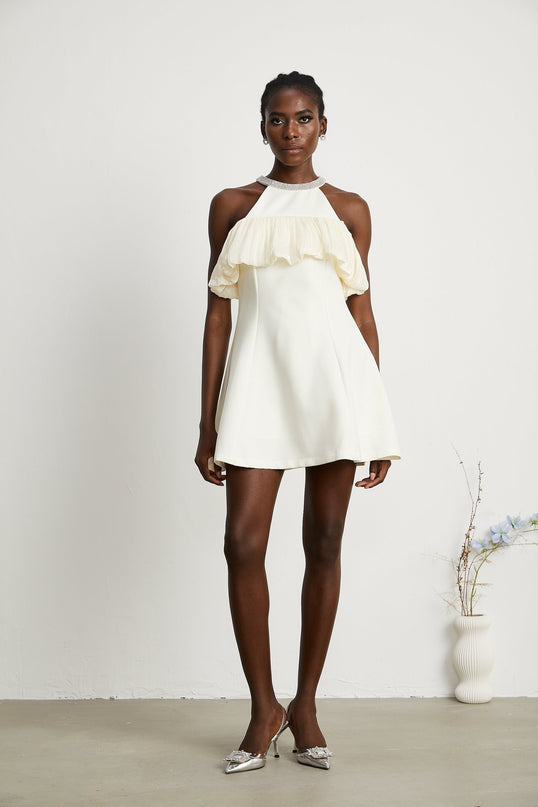 Lillian White Crystal Flare Mini Dress