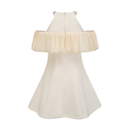Lillian White Crystal Flare Mini Dress