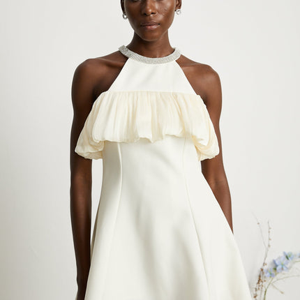 Lillian White Crystal Flare Mini Dress