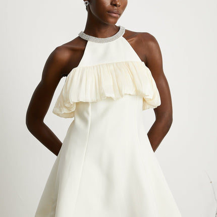 Lillian White Crystal Flare Mini Dress