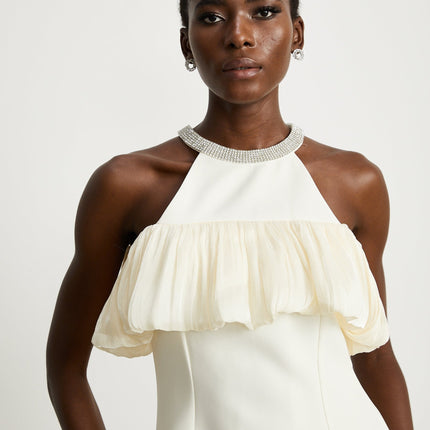 Lillian White Crystal Flare Mini Dress