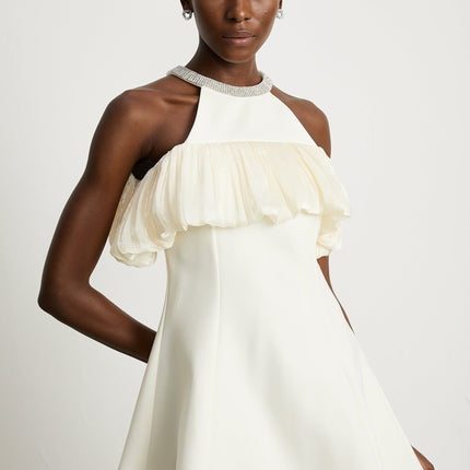 Lillian White Crystal Embellished Mini Dress Flare