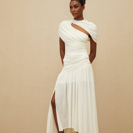 Lillian White Ruched Maxi Top Skirt Set