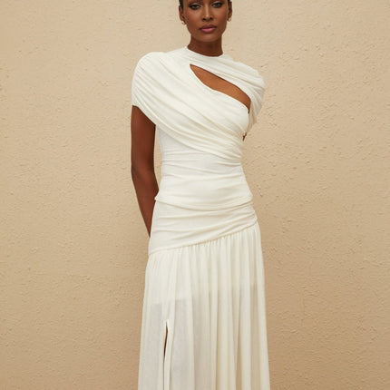 Lillian White Ruched Maxi Top Skirt Set