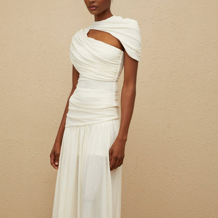 Lillian White Ruched Maxi Top Skirt Set