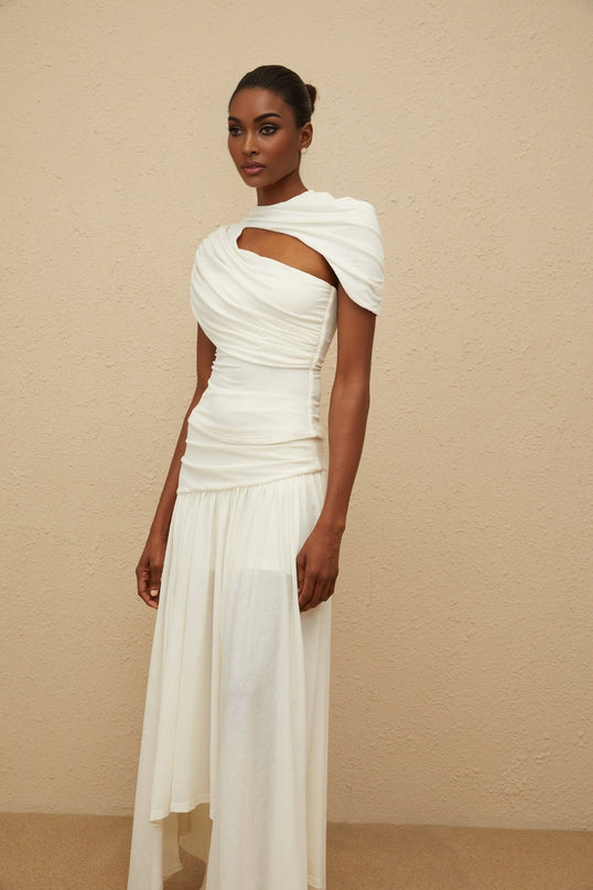 Lillian White Ruched Maxi Top Skirt Set