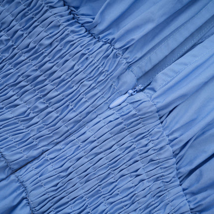 Lina Blue Vibrant Maxi Dress with 3D Petal Detailing and Ribbon Accent