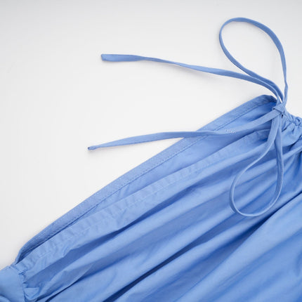 Lina Blue Vibrant Maxi Dress Short Sleeves 3D Petal Detailing Ribbon Accent