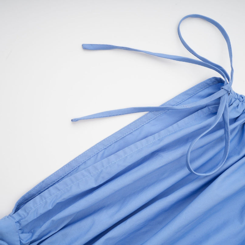 Lina Blue Vibrant Maxi Dress Short Sleeves 3D Petal Detailing Ribbon Accent