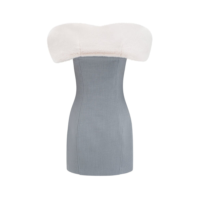 Lina grey fauxfur mini dress