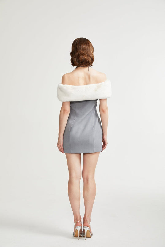 Lina grey fauxfur mini dress