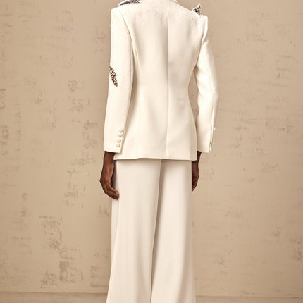 Livia White Butterfly Applique Blazer Trousers Set