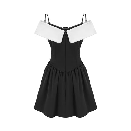 Lodovica Black Mini Dress with Bowknot Detail