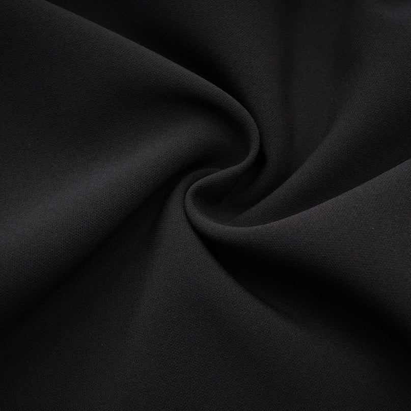 Lodovica Black Mini Dress with Off-Shoulder Design and Bowknot Detail in Cotton Silk Blend