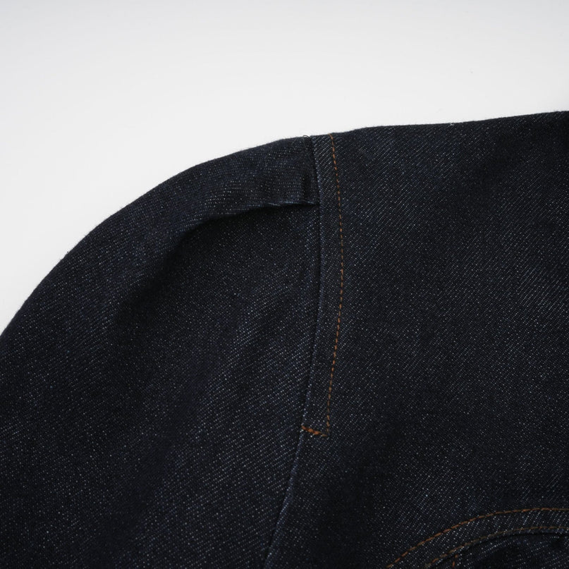 Lodovica Mini Dress Contrast-stitch Denim in Blue