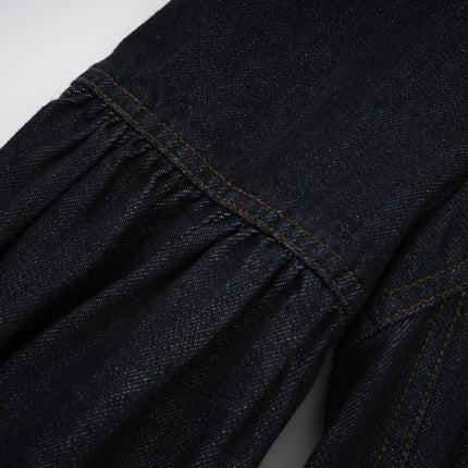 Lodovica Mini Dress Contrast-stitch Denim in Blue