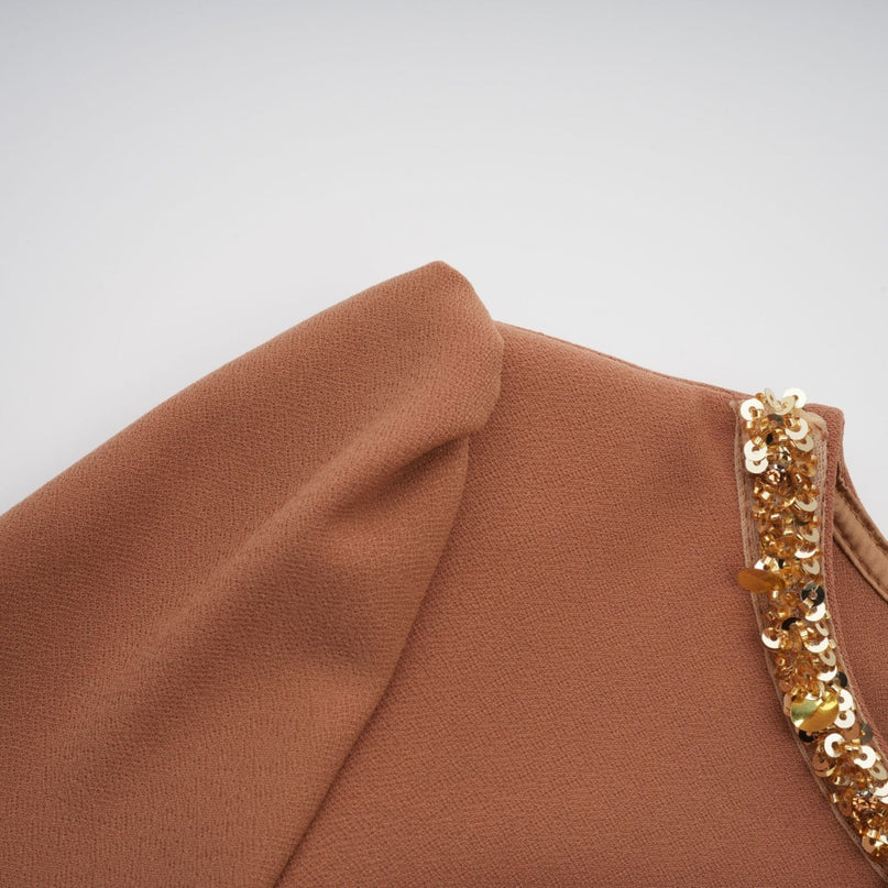 Lodovica Neutrals Sequin Embellished Midi Dress