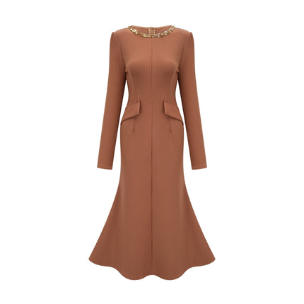 Lodovica Sequin Embellished Midi Dress in Neutrals
