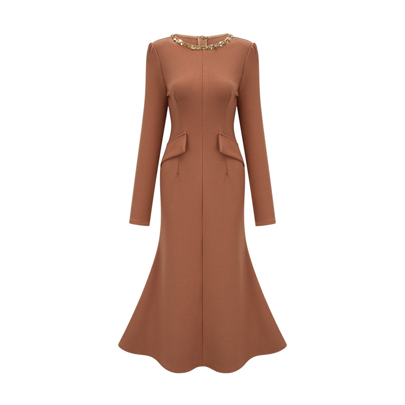 Lodovica Sequin Embellished Midi Dress in Neutrals
