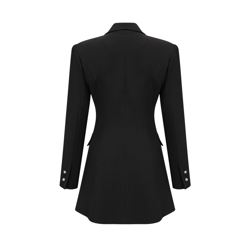 Lola Black Wool Blazer Crystal Bow Cut Out