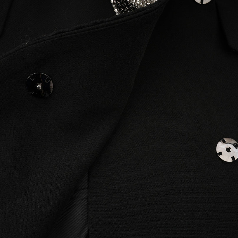 Lola Black Wool Blazer with Crystal Bow Cut Out